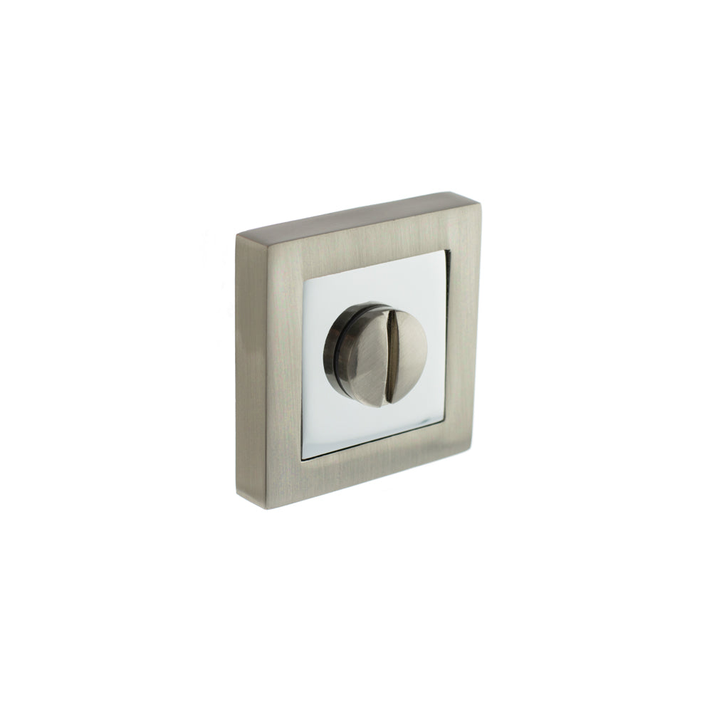 STATUS WC Turn and Release on S4 Square Rose - Satin Nickel/Polished Chrome