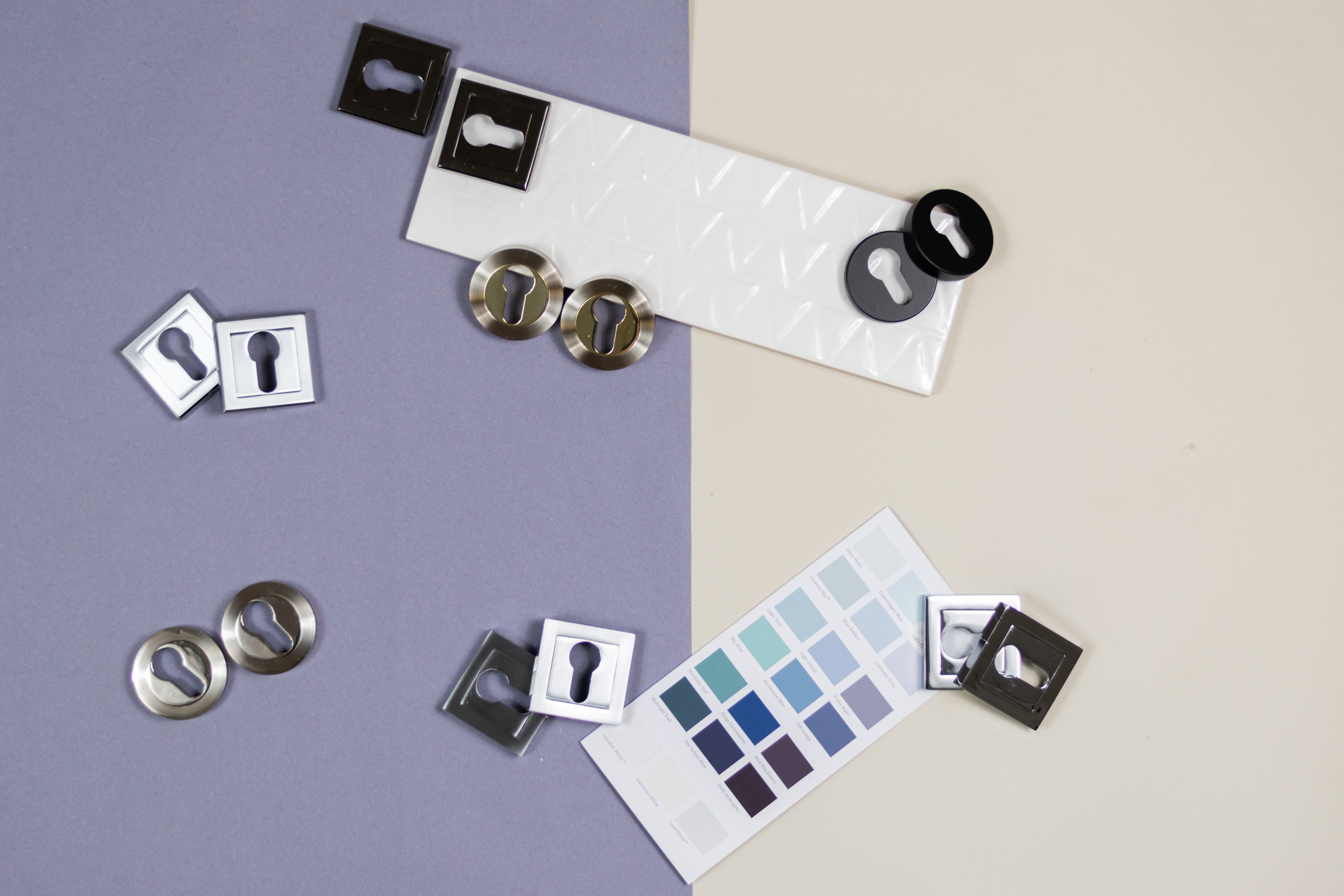 STATUS Key Escutcheons on S4 Square Rose - Satin Nickel/