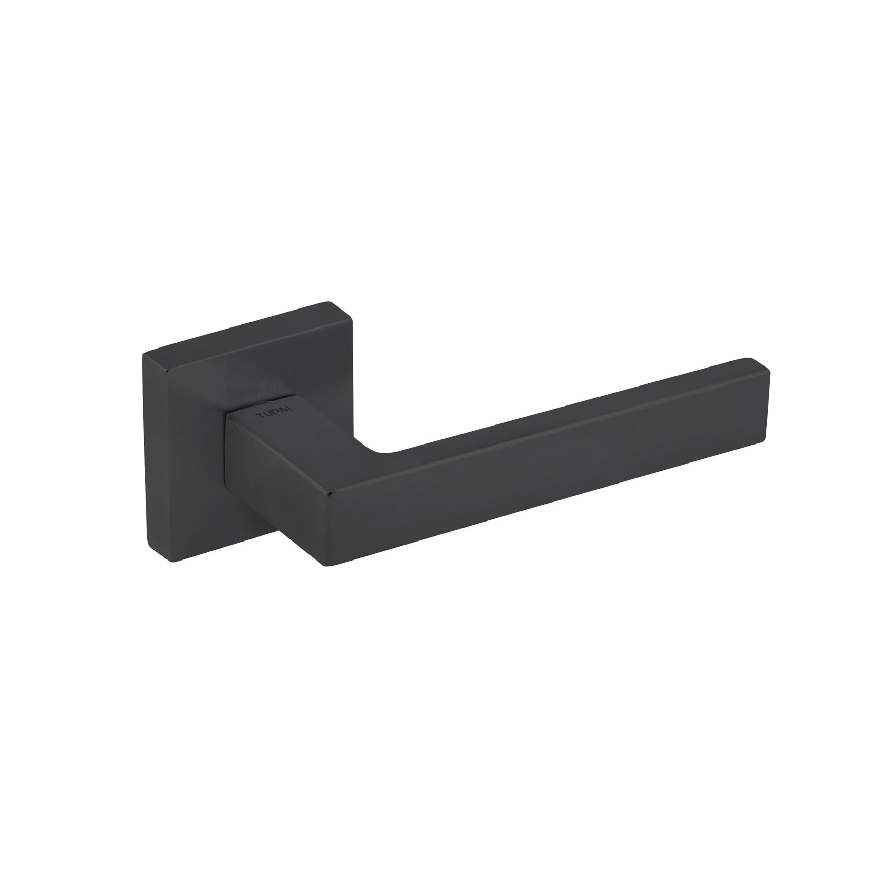 Tupai Rapido QuadraLine Rillo Lever Door Handle on Square Rose - Pearl Black