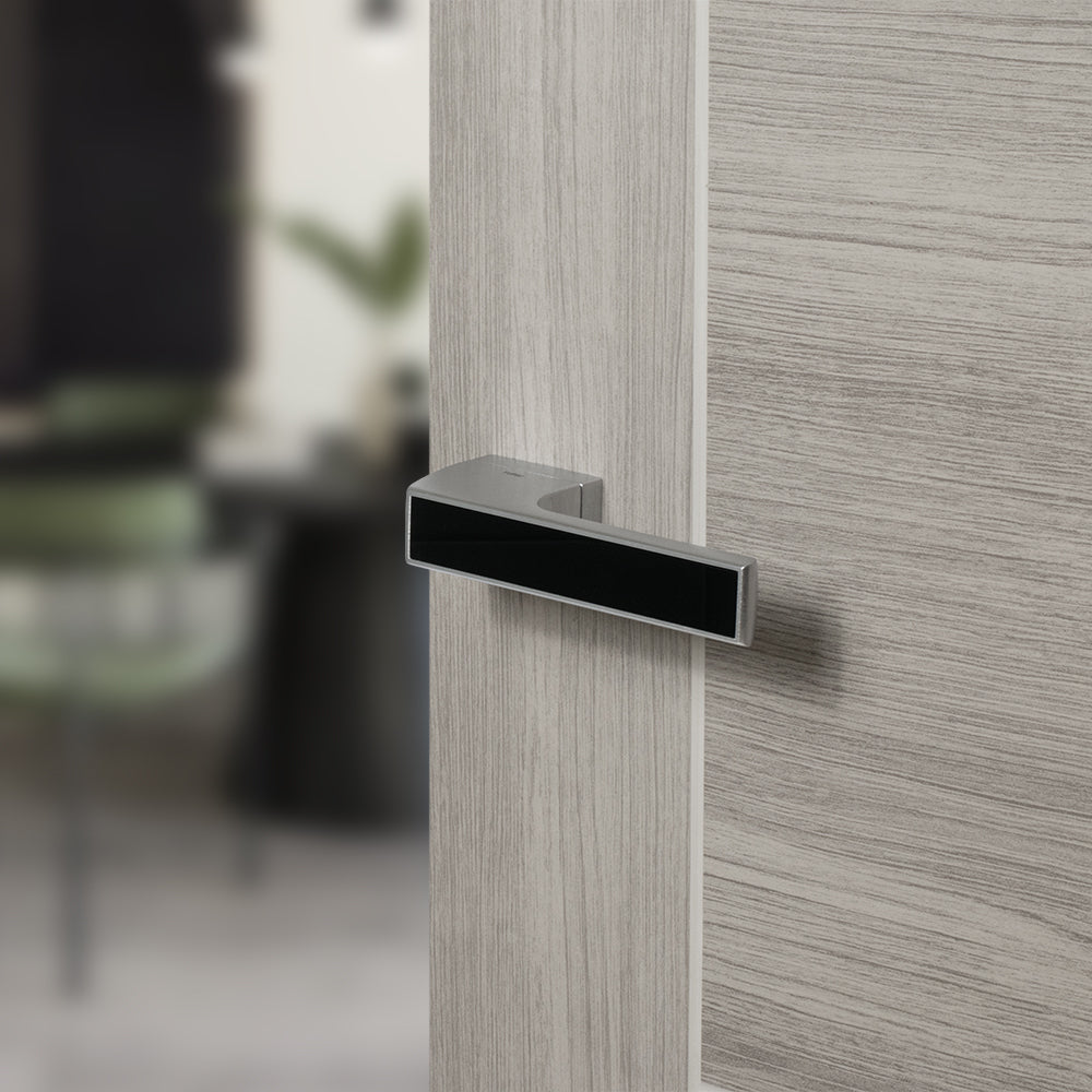 Tupai Rapido VersaLine Tobar Lever Door Handle on Long Rose - Pearl Black Decorative Plate