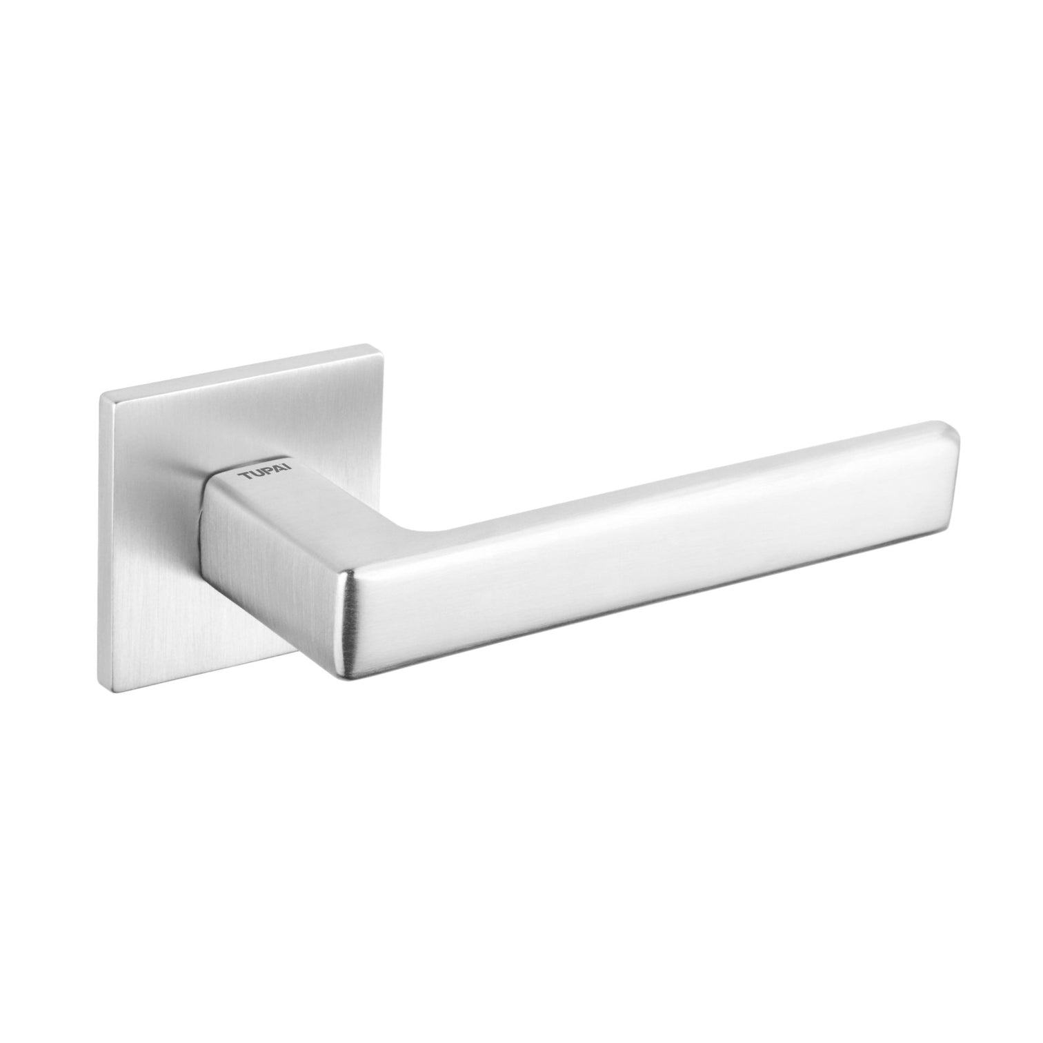 Tupai Rapido 5S Line Portel Lever Door Handle on 5mm Slimline Square Rose - Satin Chrome