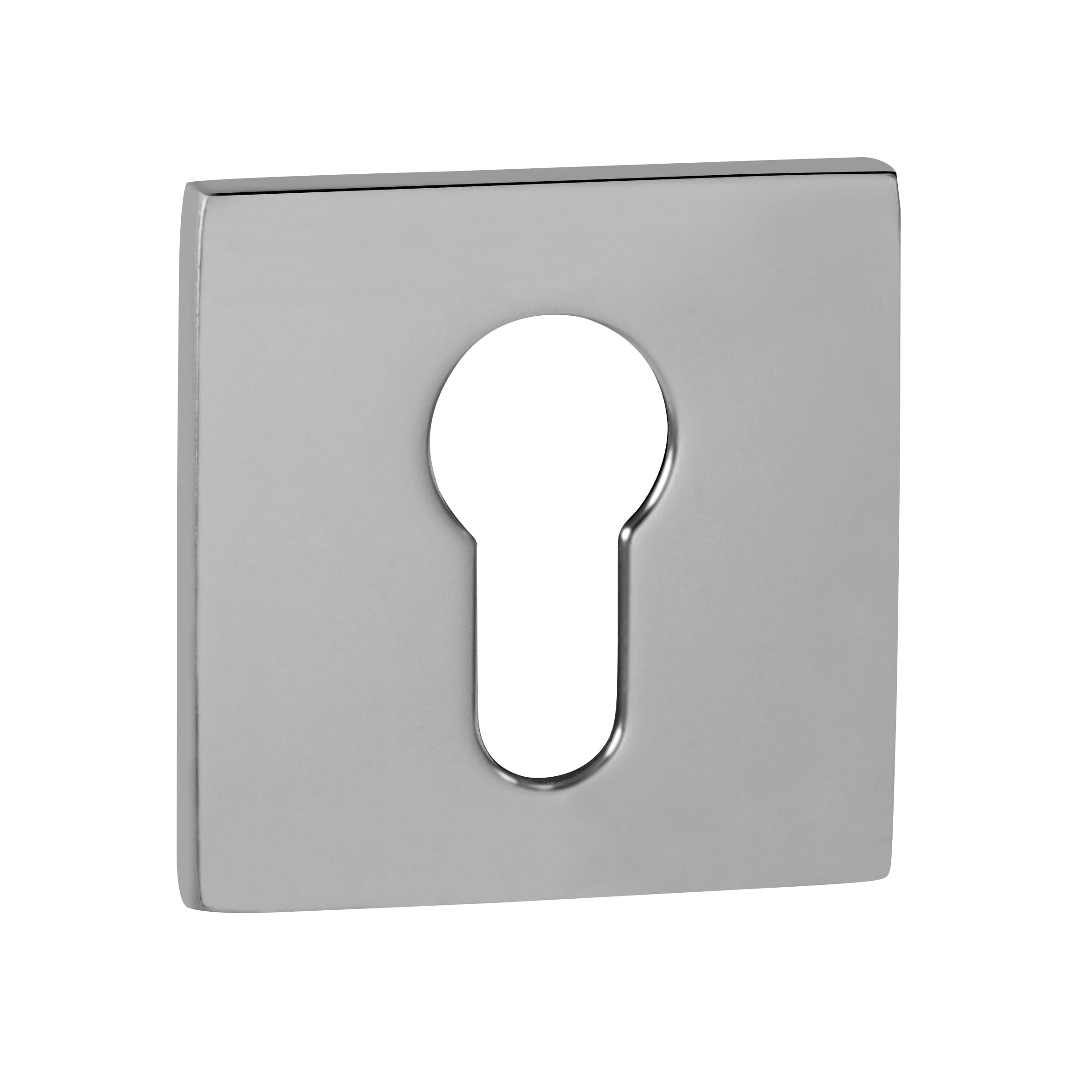 Tupai Rapido 5S Line Euro Escutcheons on 5mm Slimline Square Rose - Bright Polished Chrome