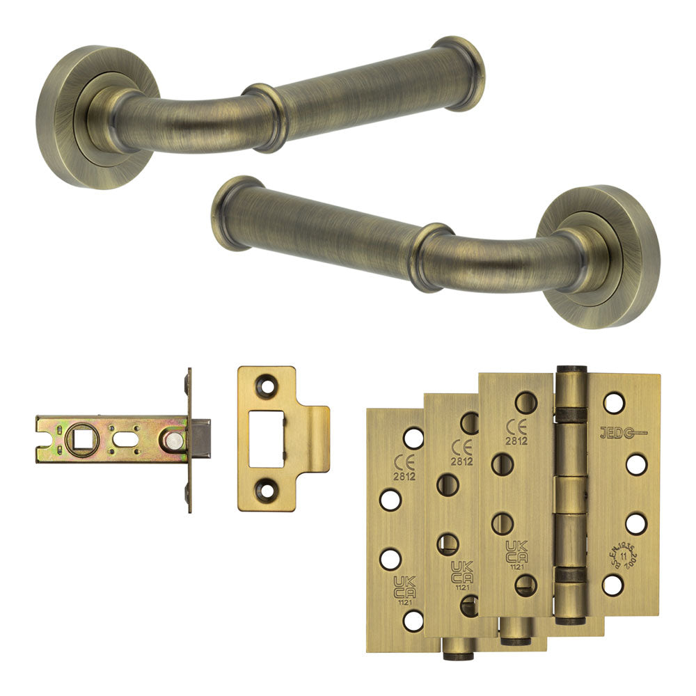 Complete Classic Door Handle Pack - Internal Doors - Antique Brass - 64mm / 4"