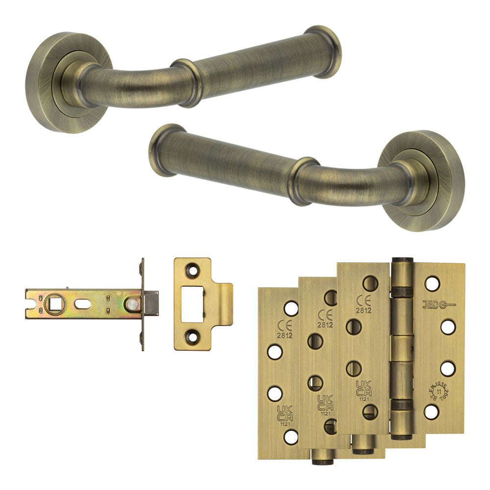 Complete Classic Door Handle Pack - Internal Doors - Antique Brass - 76mm / 4"
