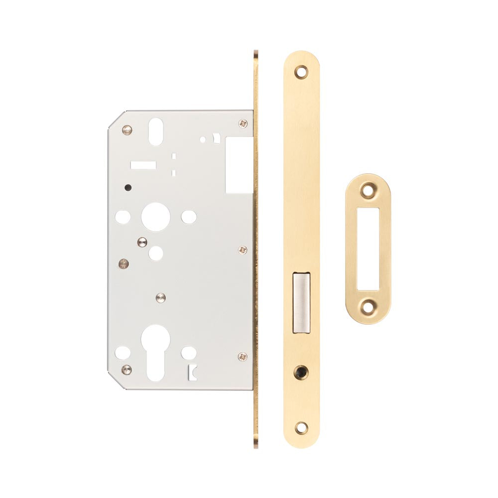 Jedo Architectural Din Deadlocks - Radiused / Satin Brass