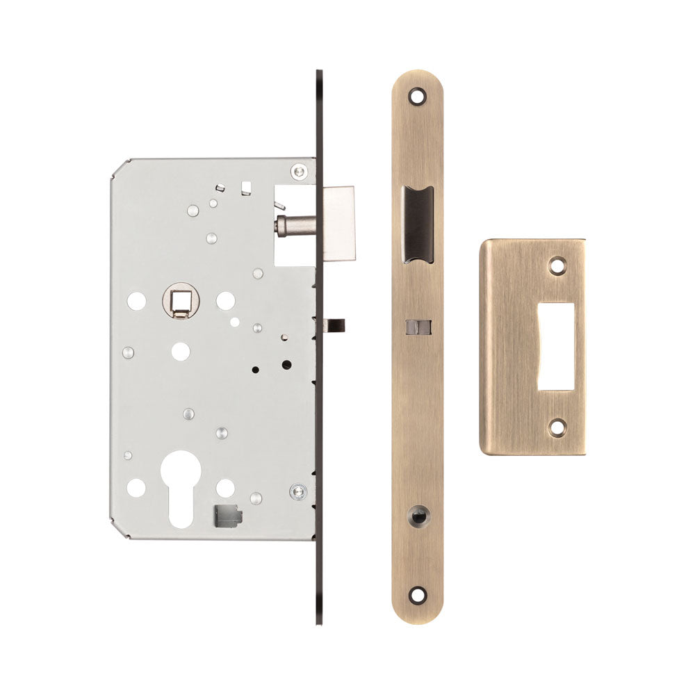 Jedo Architectural 72mm Din Nightlatches - Radiused / Antique Brass