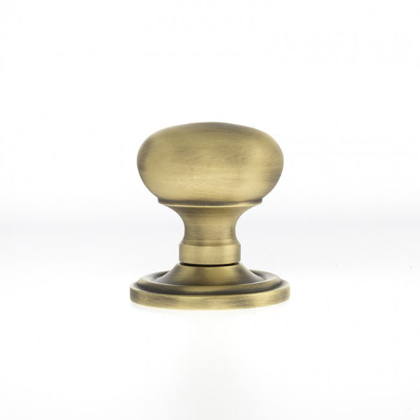Old English Harrogate Solid Brass Mushroom Mortice Knob on Concealed Fix Rose