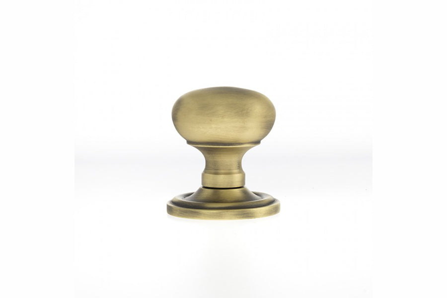 Old English Harrogate Solid Brass Mushroom Mortice Knob on Concealed Fix Rose
