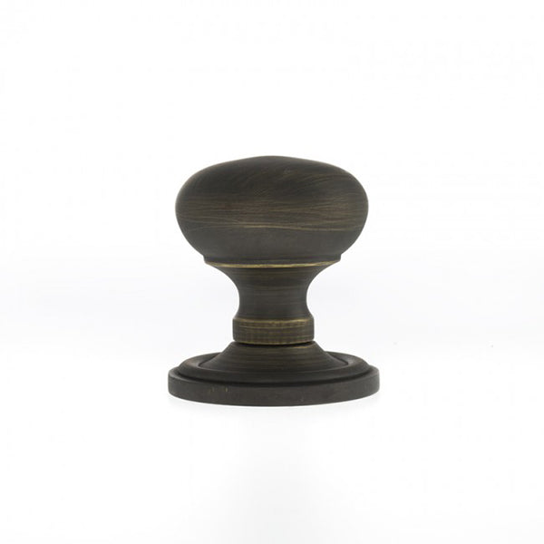Old English Harrogate Solid Brass Mushroom Mortice Knob on Concealed Fix Rose