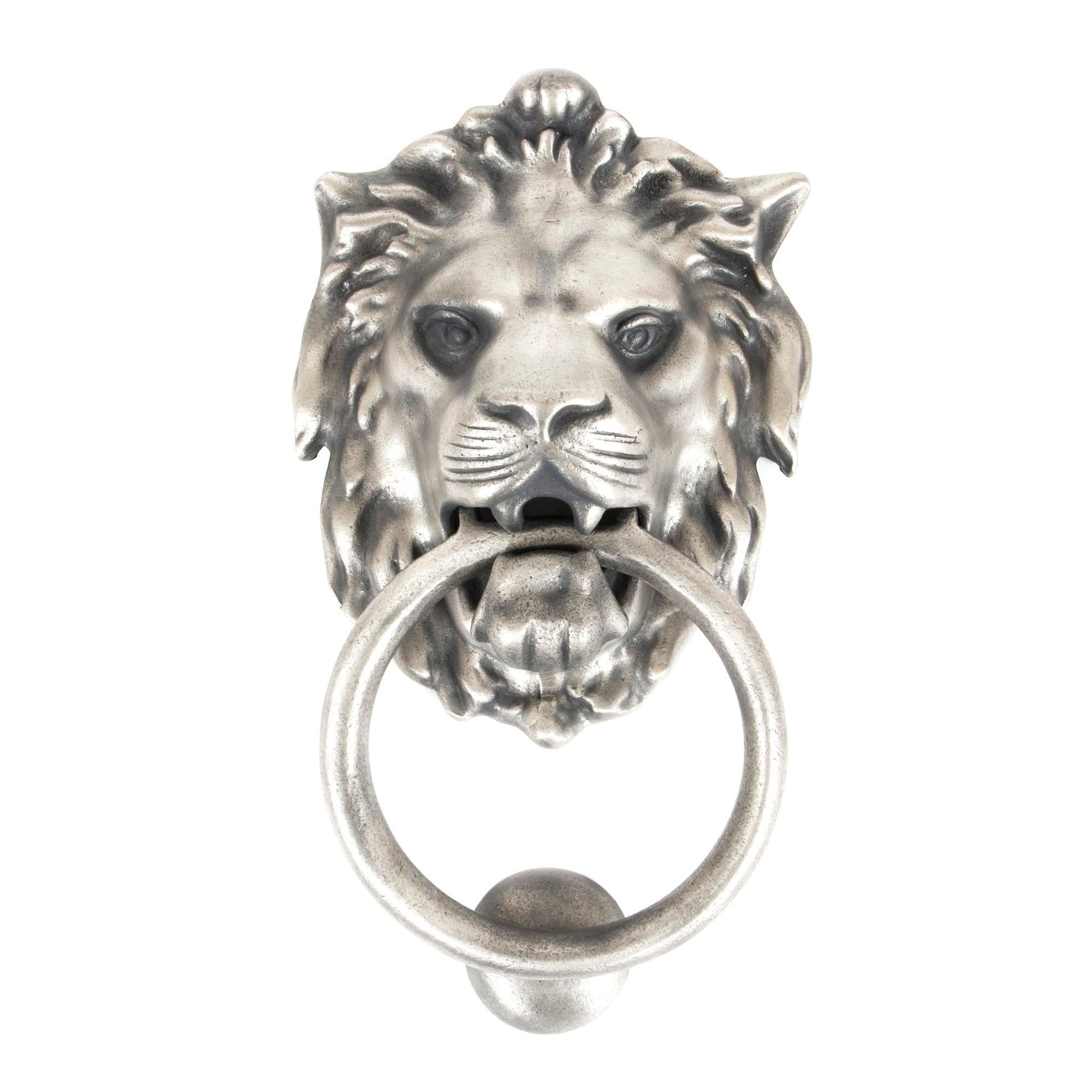From The Anvil's Antique Pewter Lion's Head Door Knocker