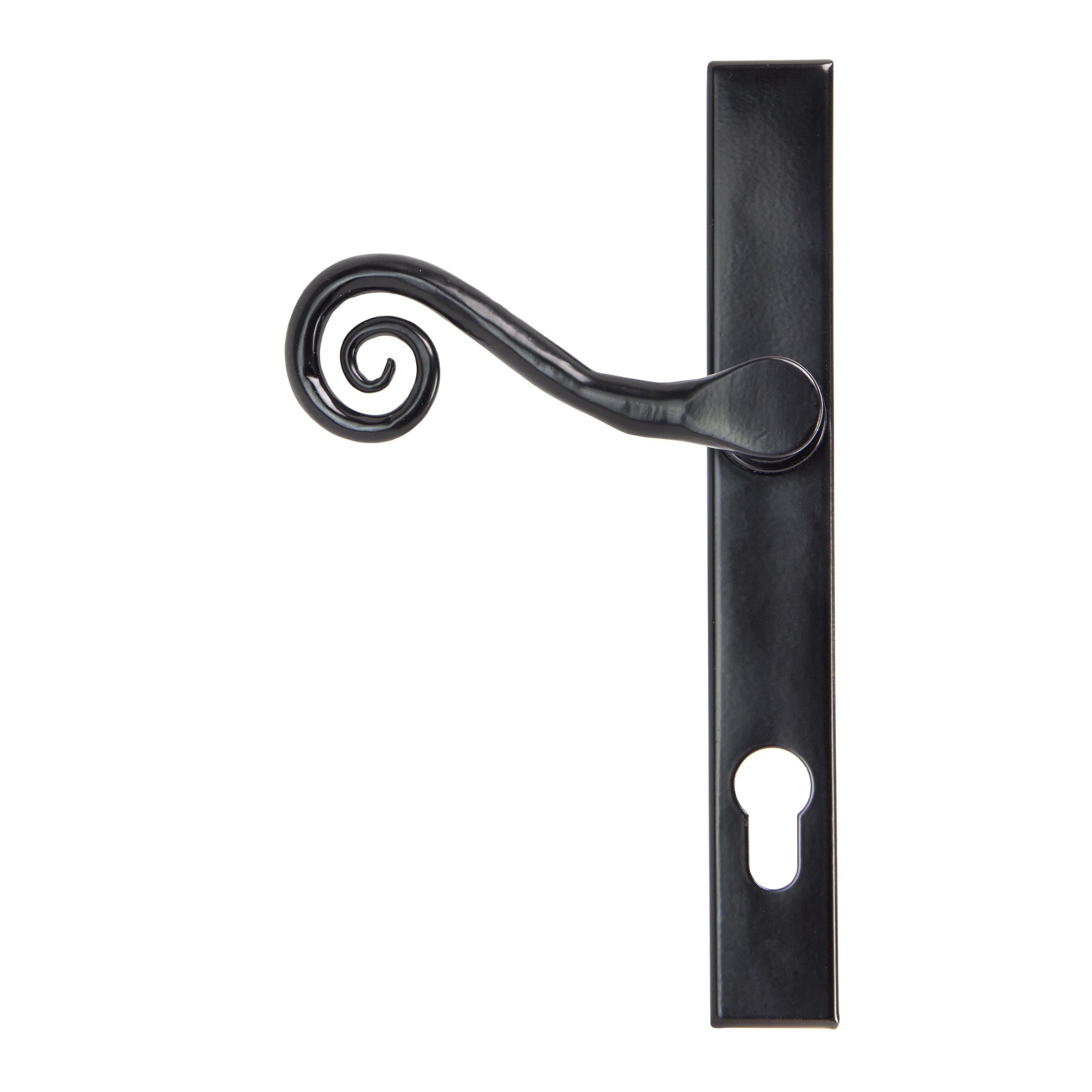 From The Anvil's Black Monkeytail Slimline Lever Espag. Lock Set