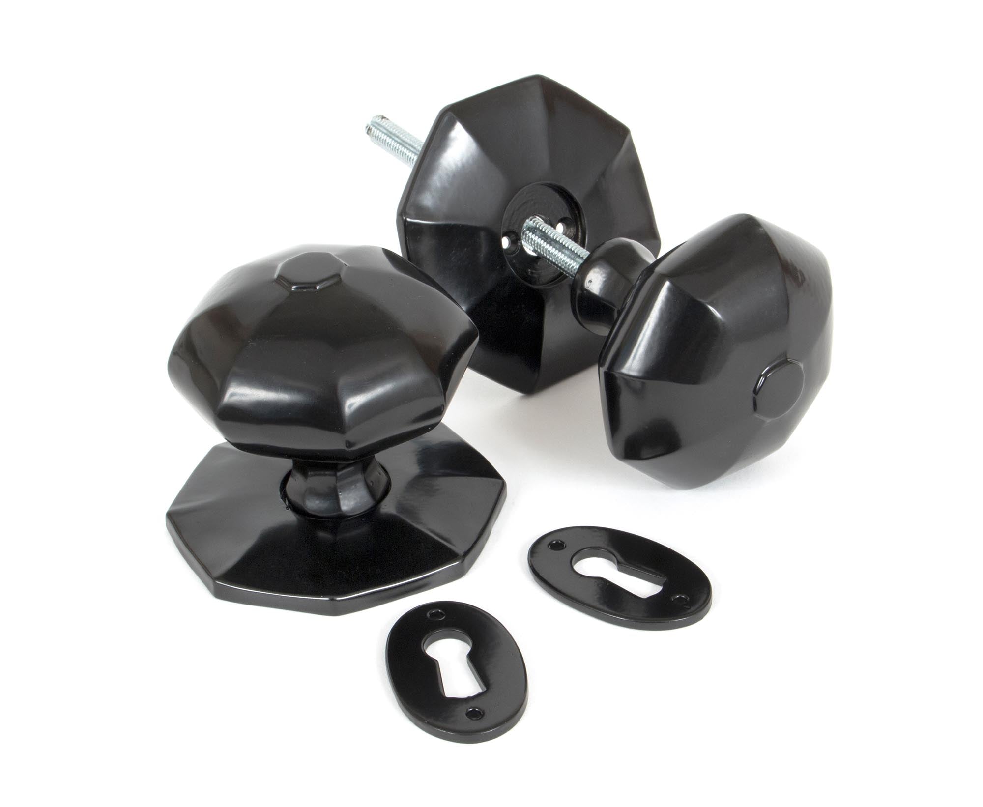 From The Anvil's Black Octagonal Mortice/Rim Knob Set