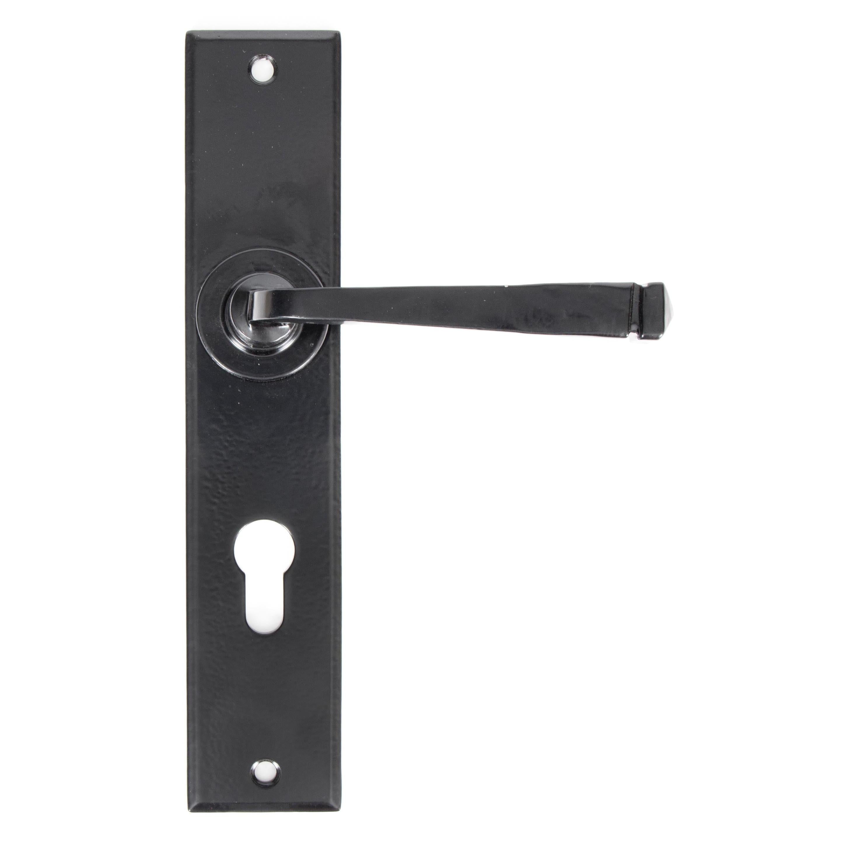 From The Anvil's Black Large Avon Lever Euro Lock Set