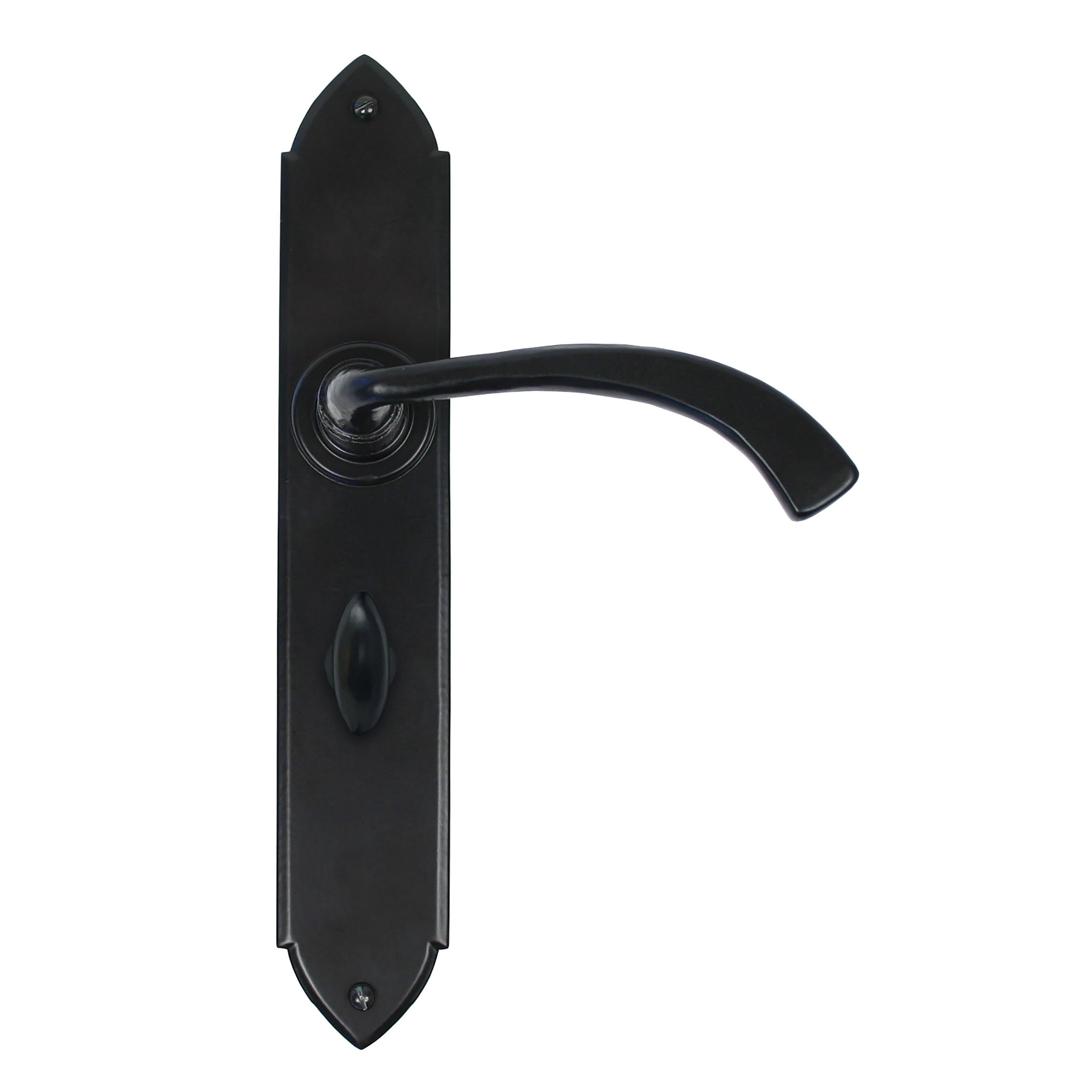 From The Anvil's Black Gothic Curved Lever Bathroom Set