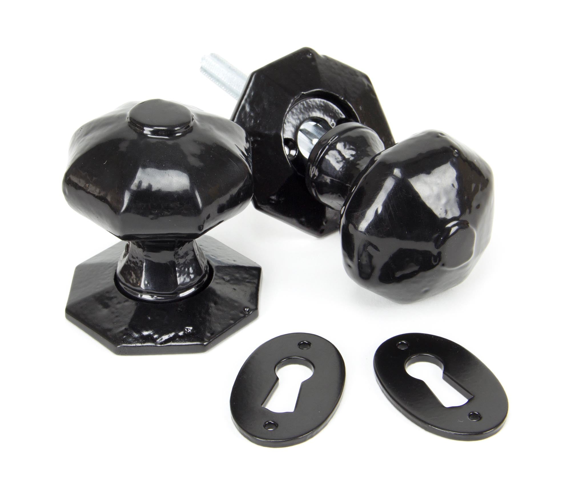 From The Anvil's Black Octagonal Mortice/Rim Knob Set
