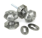 From The Anvil's Pewter Patina Octagonal Mortice/Rim Knob Set