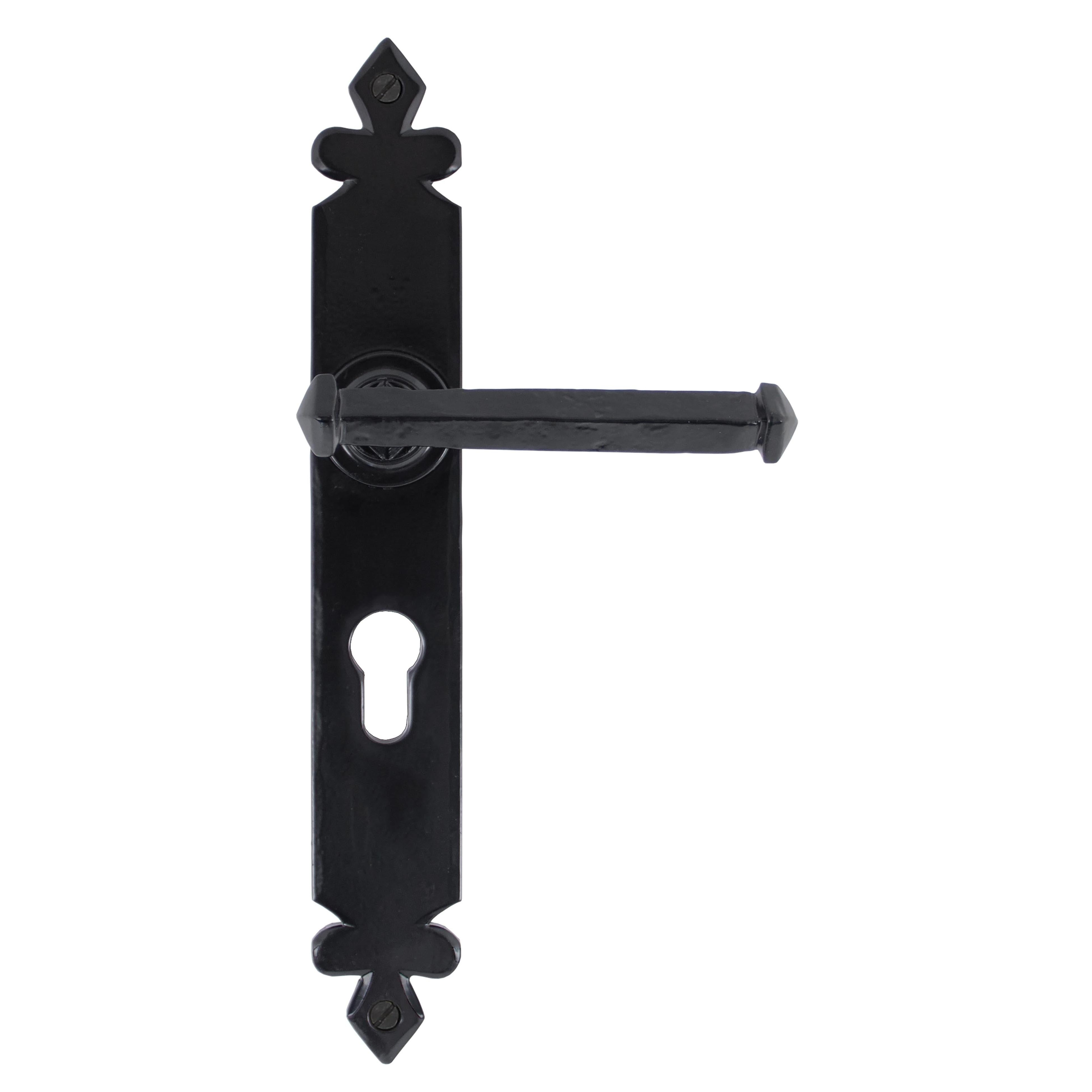From The Anvil's Black Tudor Lever Euro Lock Set
