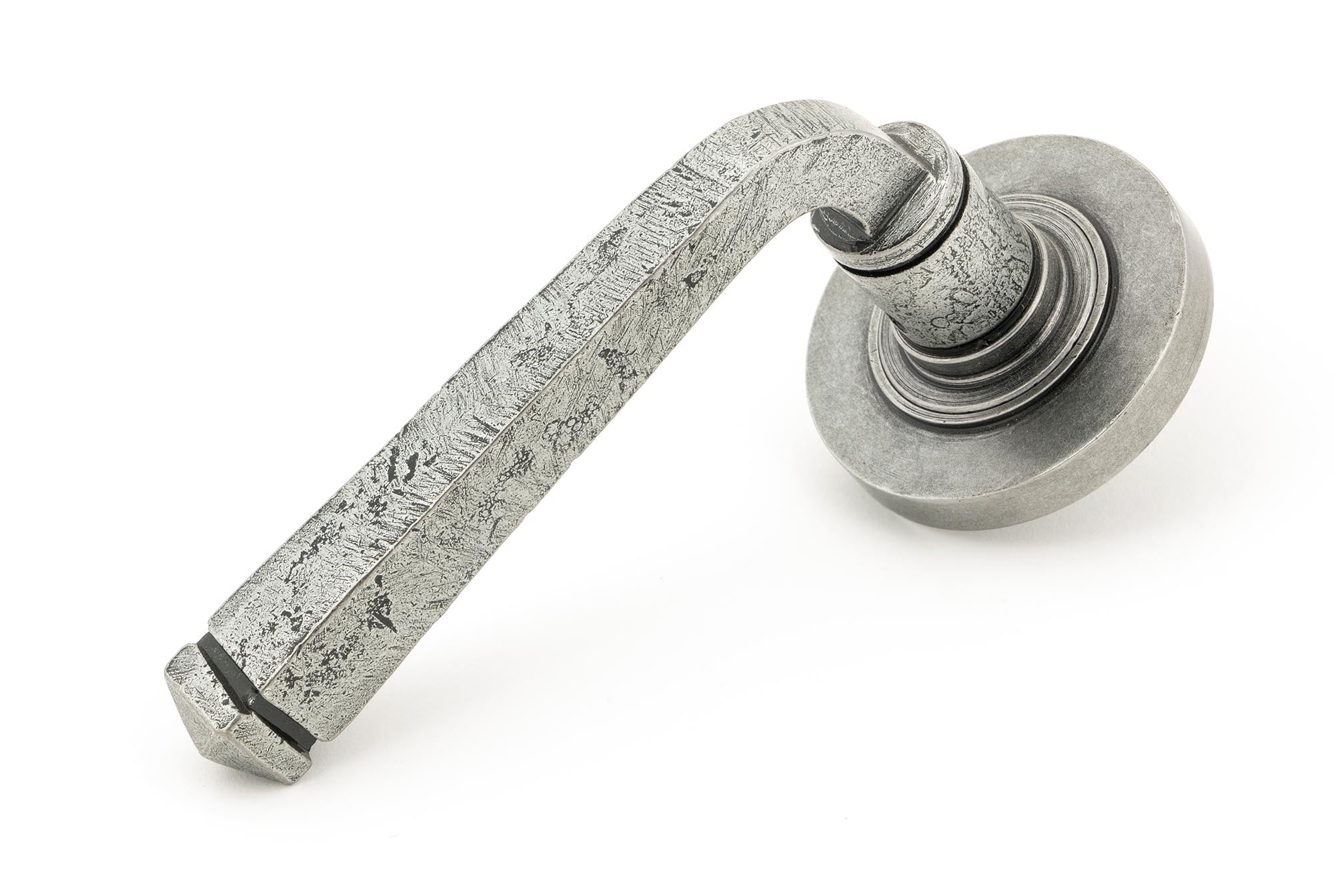 From The Anvil's Pewter Patina Avon Round Lever on Rose Set (Sprung)