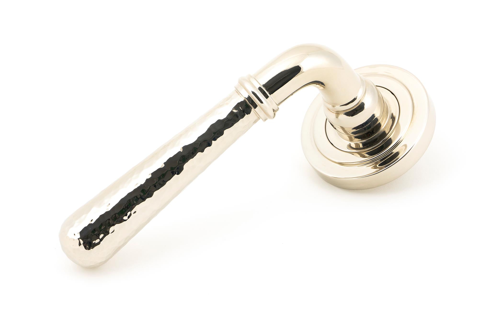 From The Anvil's Polished Nickel Hammered Newbury Lever on Rose Set (Sprung)