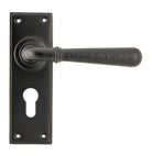 From The Anvil's Aged Bronze Hammered Newbury Lever Euro Lock Set