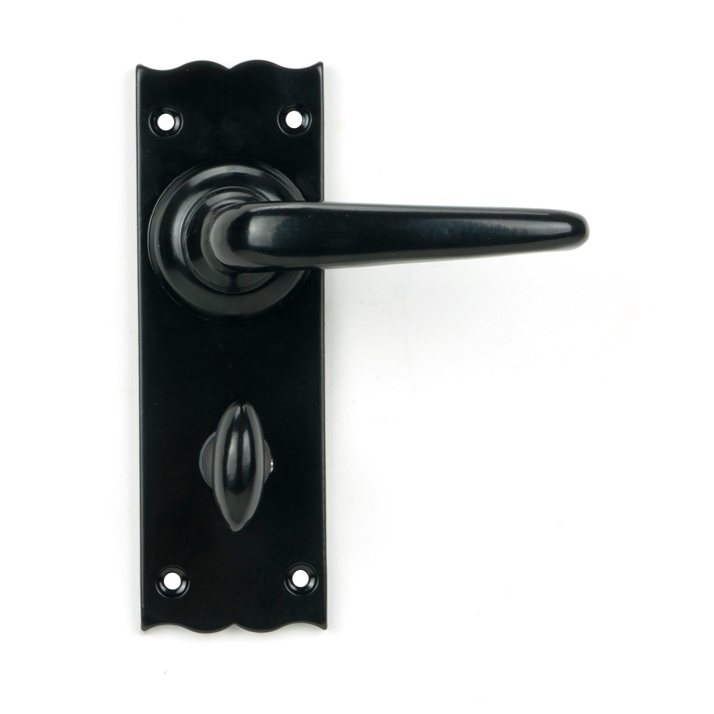 From The Anvil's Black Oak Lever Bathroom Set