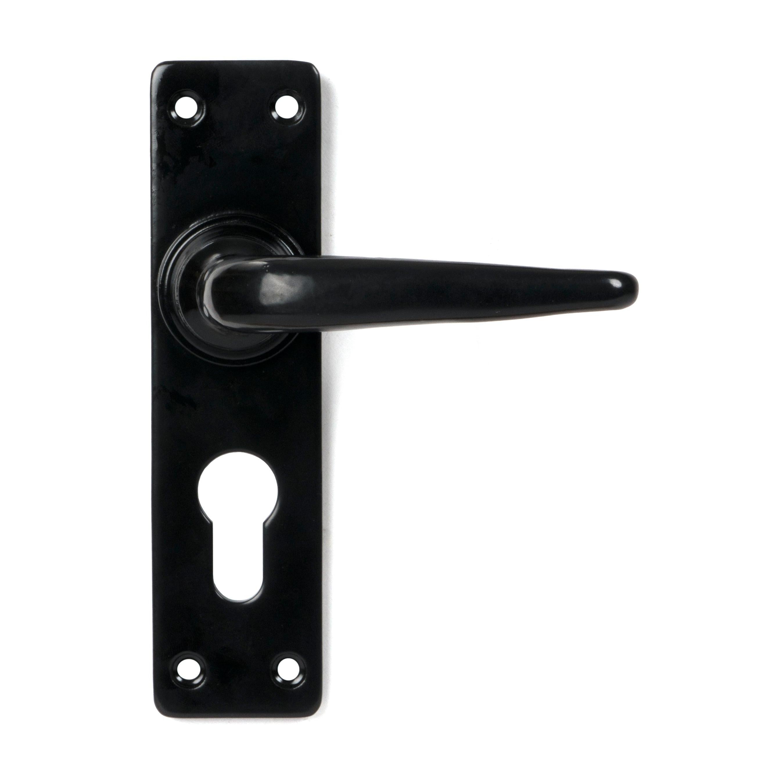 From The Anvil's Black Smooth Lever Euro Lock Set