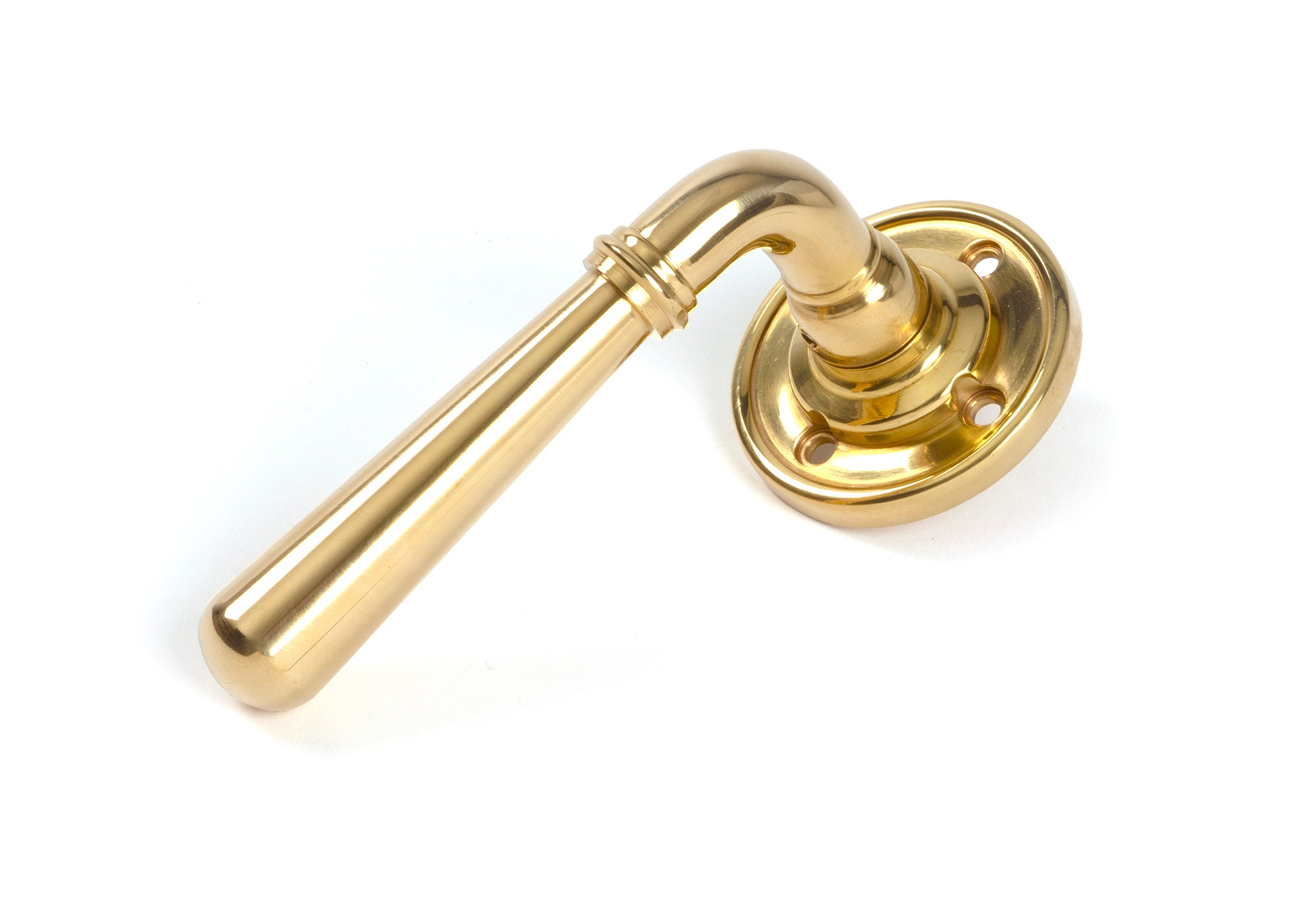 From The Anvil's Polished Brass Newbury Lever on Rose Set
