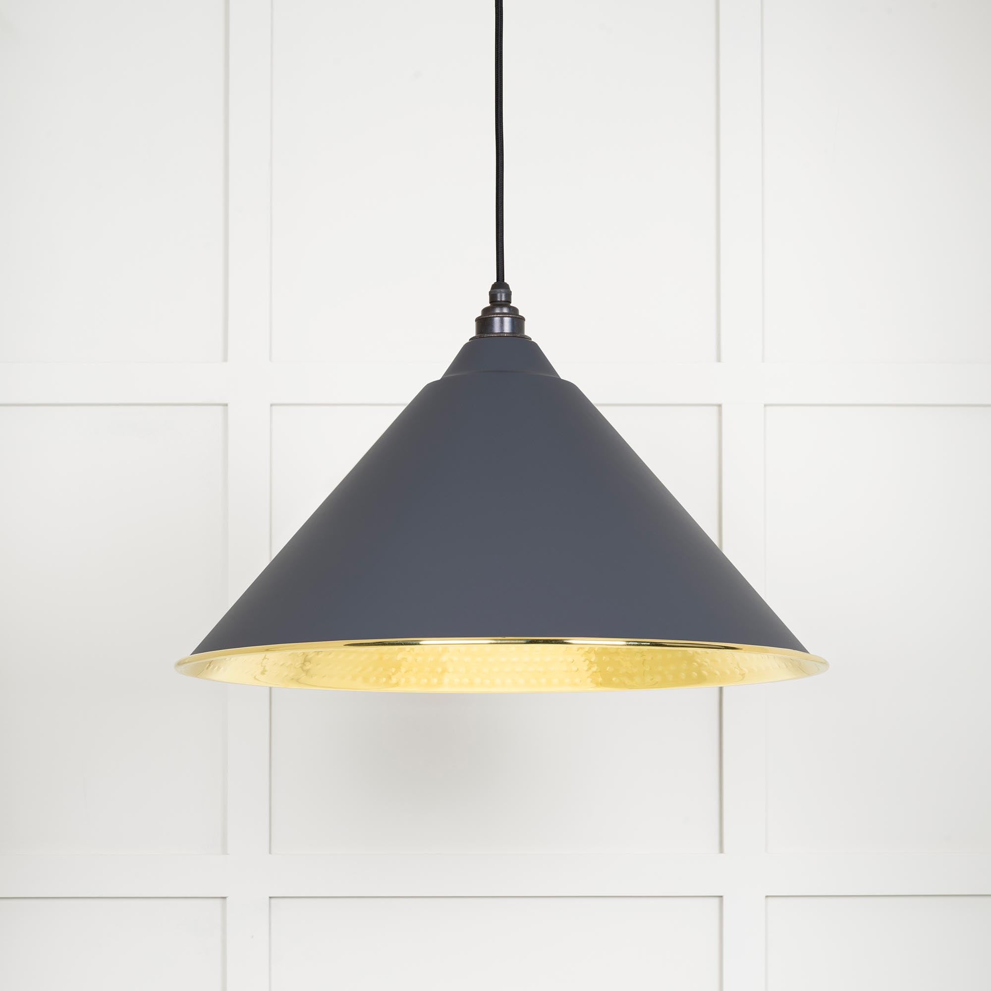 From The Anvil's Hammered Brass Hammered Brass Hockley Pendant