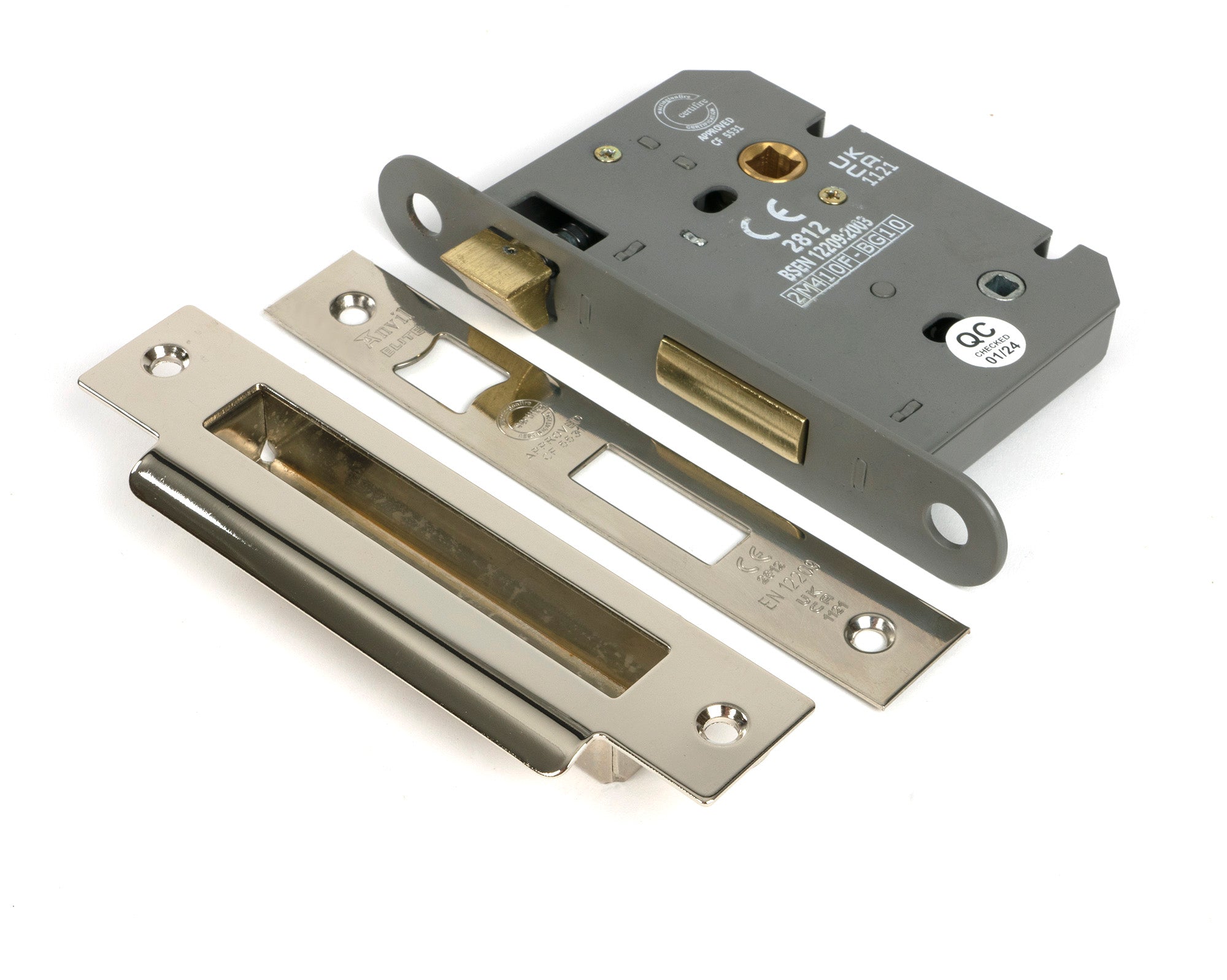 From The Anvil's Polished Nickel Heavy Duty Bathroom Mortice Lock