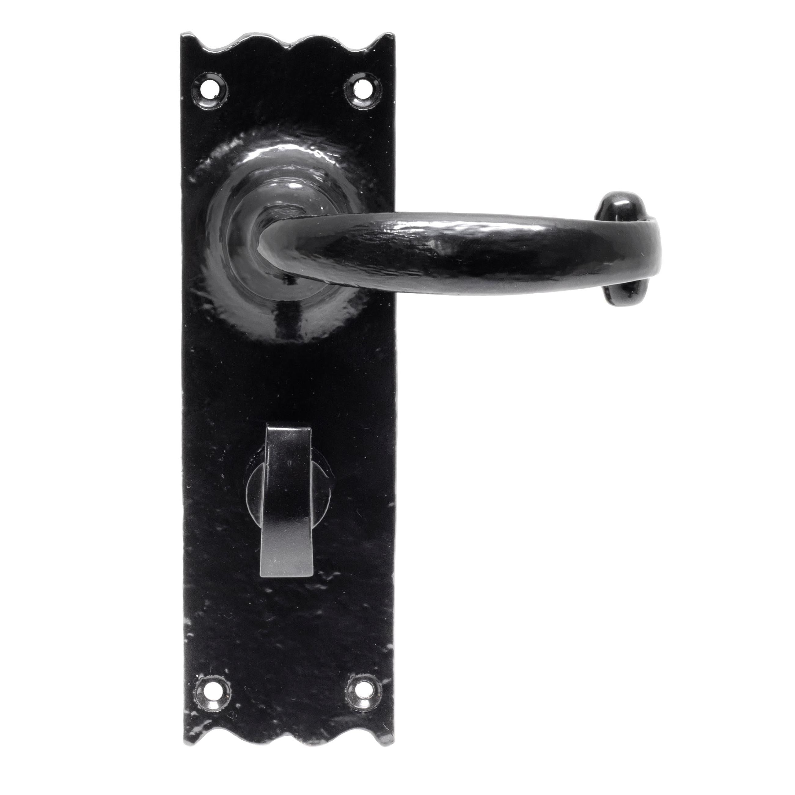 From The Anvil's Black Cottage Lever Bathroom Set