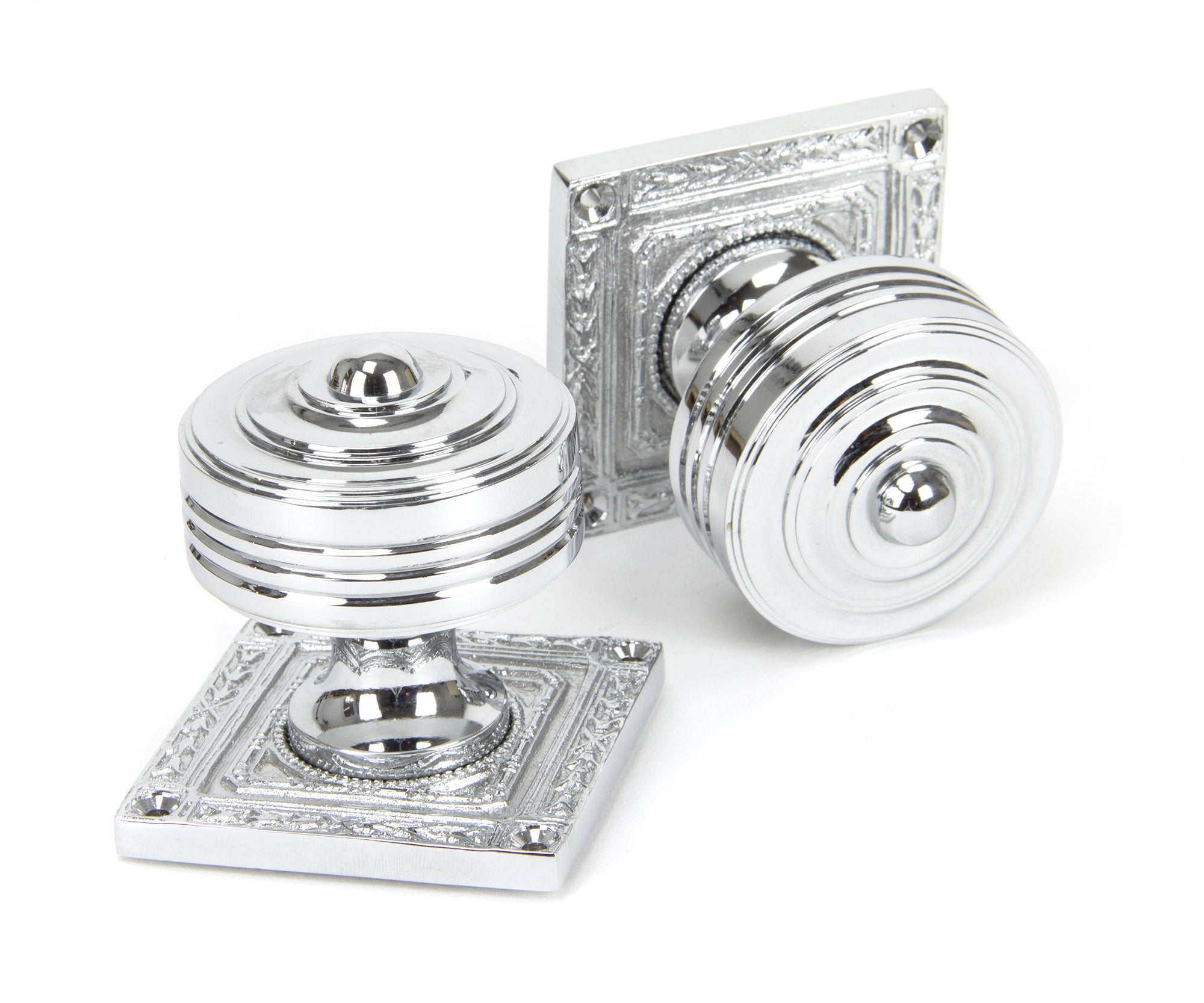 From The Anvil's Polished Chrome Tewkesbury Square Mortice Knob Set