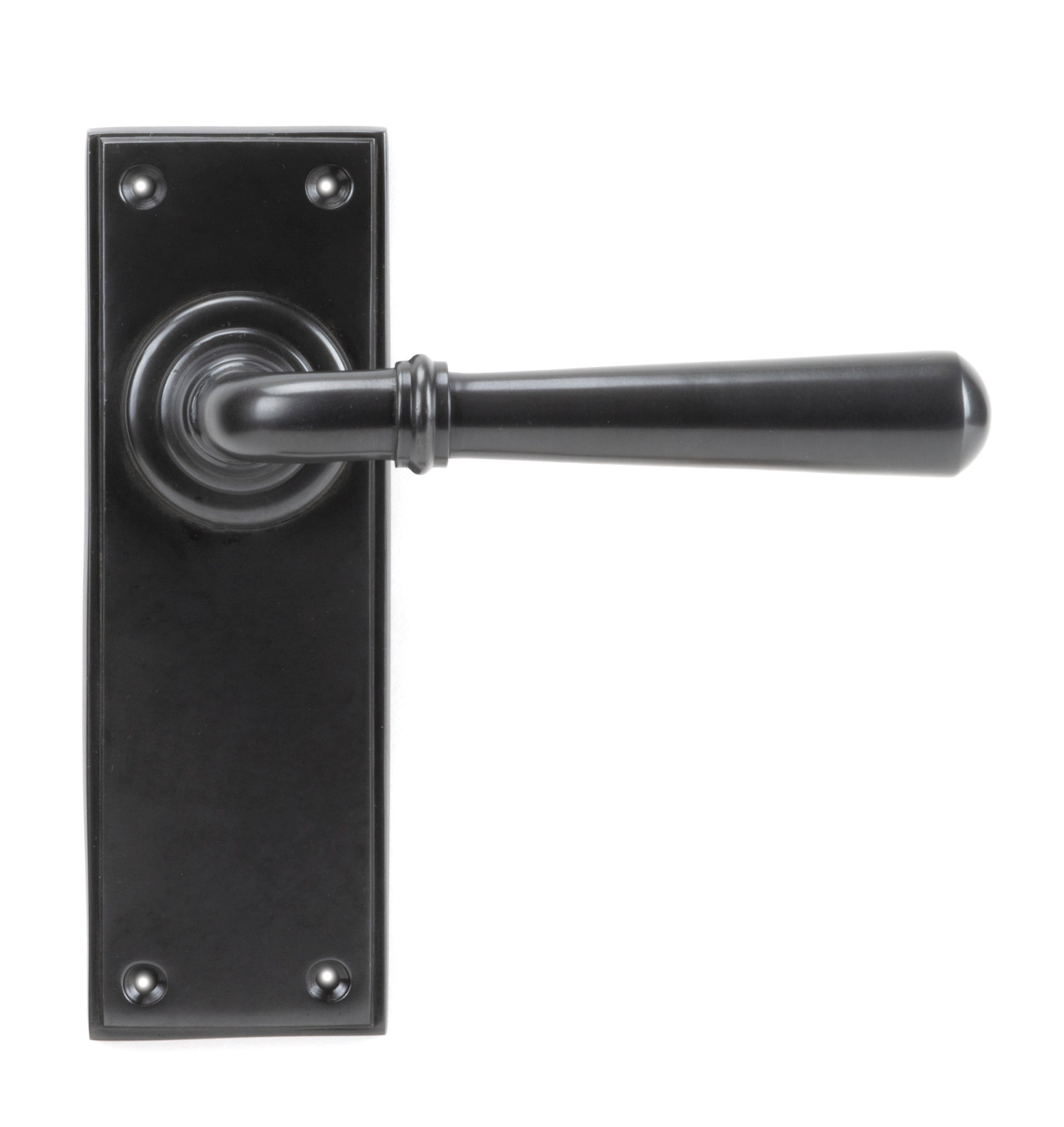 From The Anvil's Aged Bronze Newbury Lever Latch Set