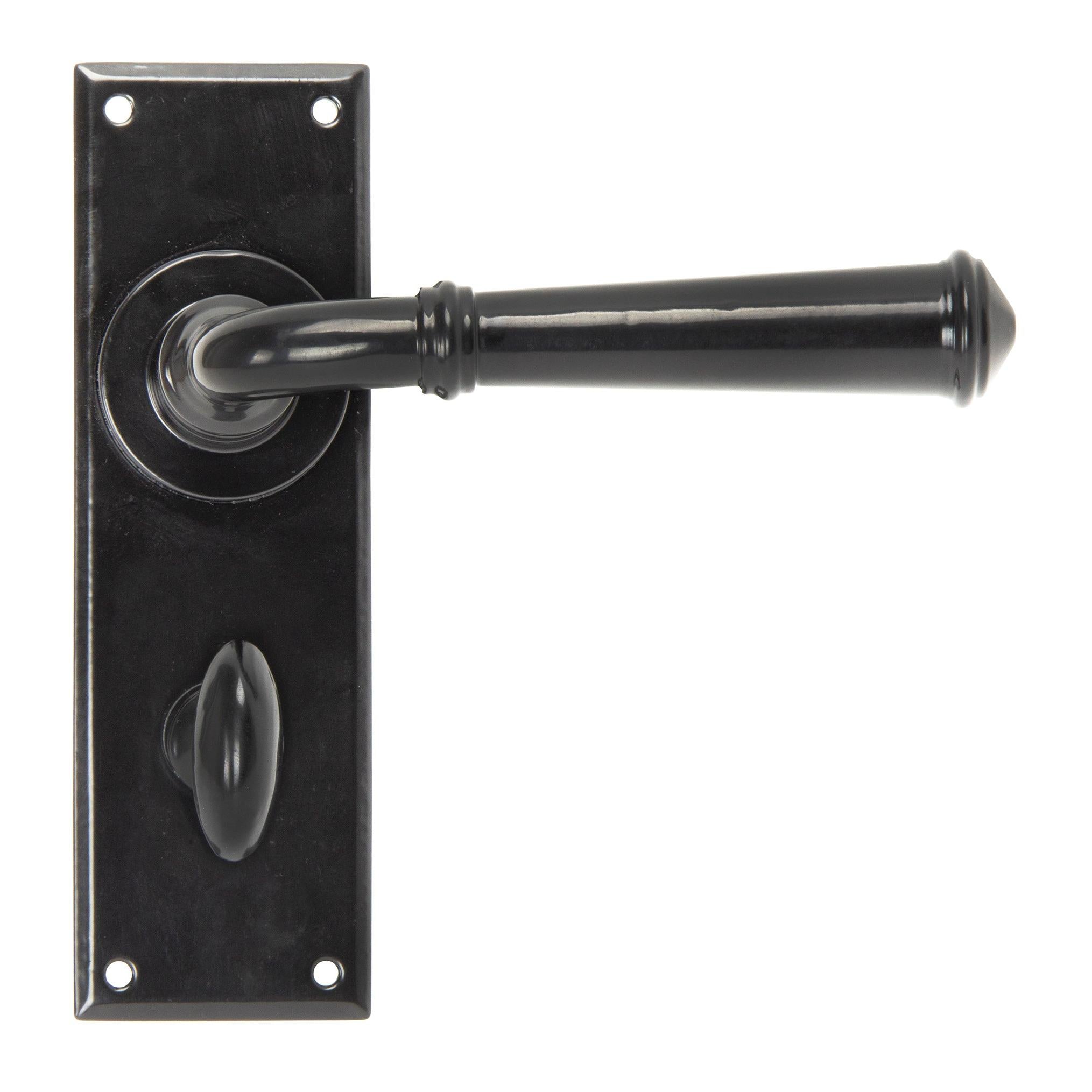 From The Anvil's Black Regency Lever Bathroom Set
