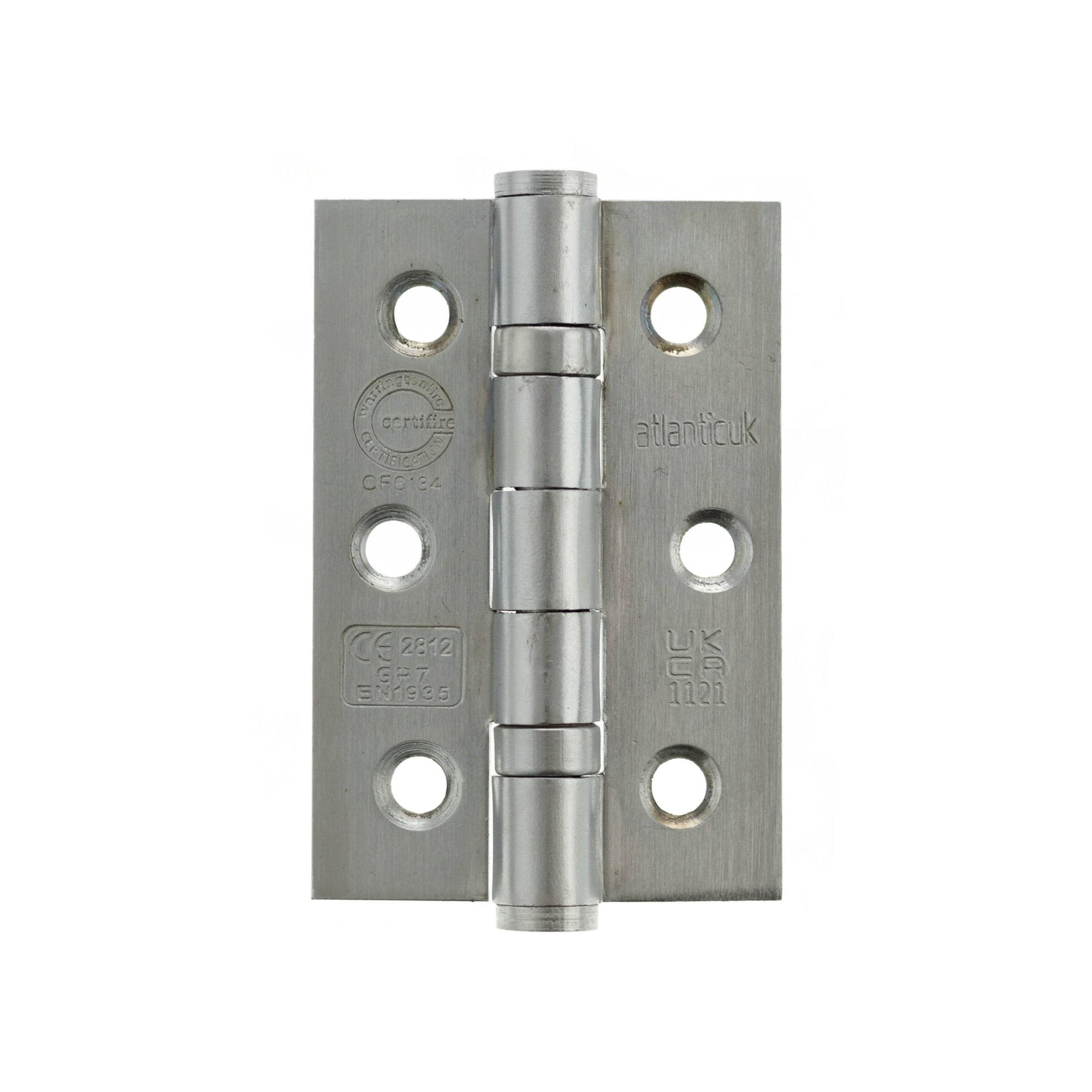 Atlantic CE Fire Rated Grade 7 Ball Bearing Hinges 3" x 2" x 2mm - Satin Chrome 