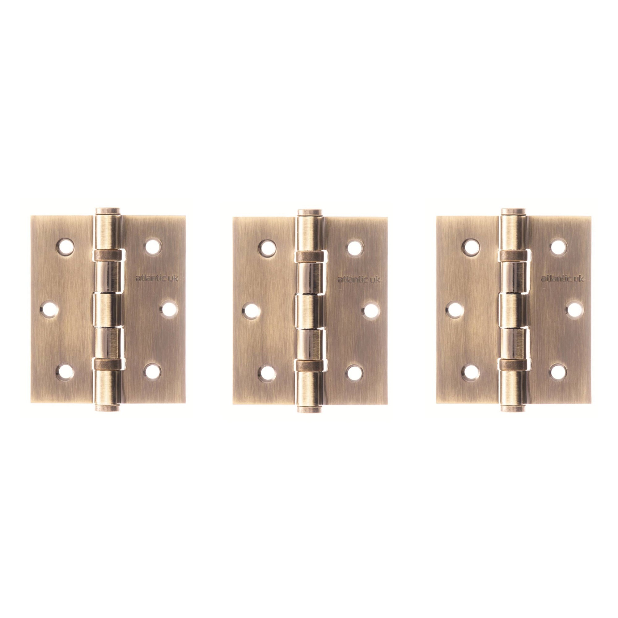 Atlantic Ball Bearing Hinges 3" x 2.5" x 2.5mm set of 3 - Antique Brass