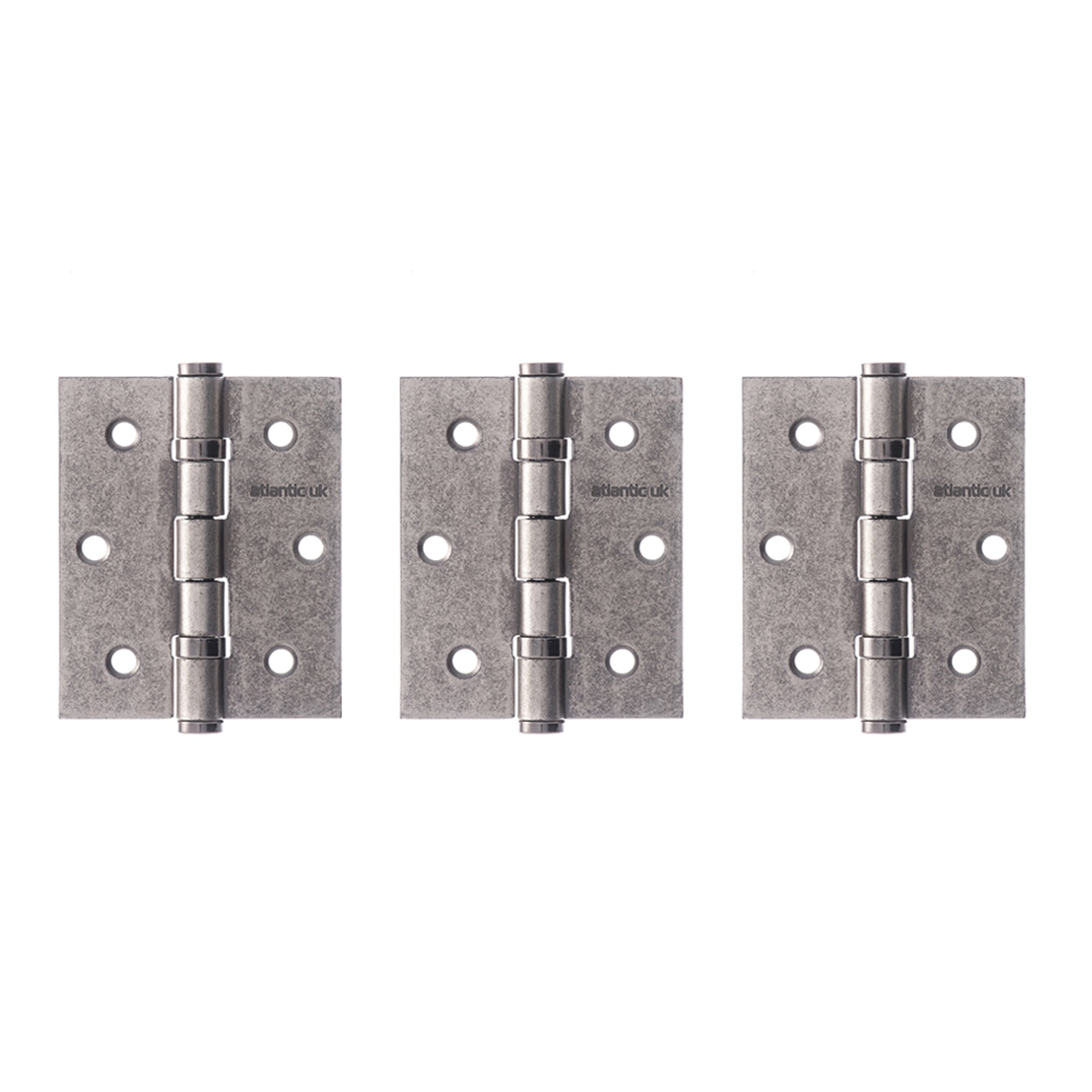 Atlantic Ball Bearing Hinges 3" x 2.5" x 2.5mm set of 3 - Distressed Silver