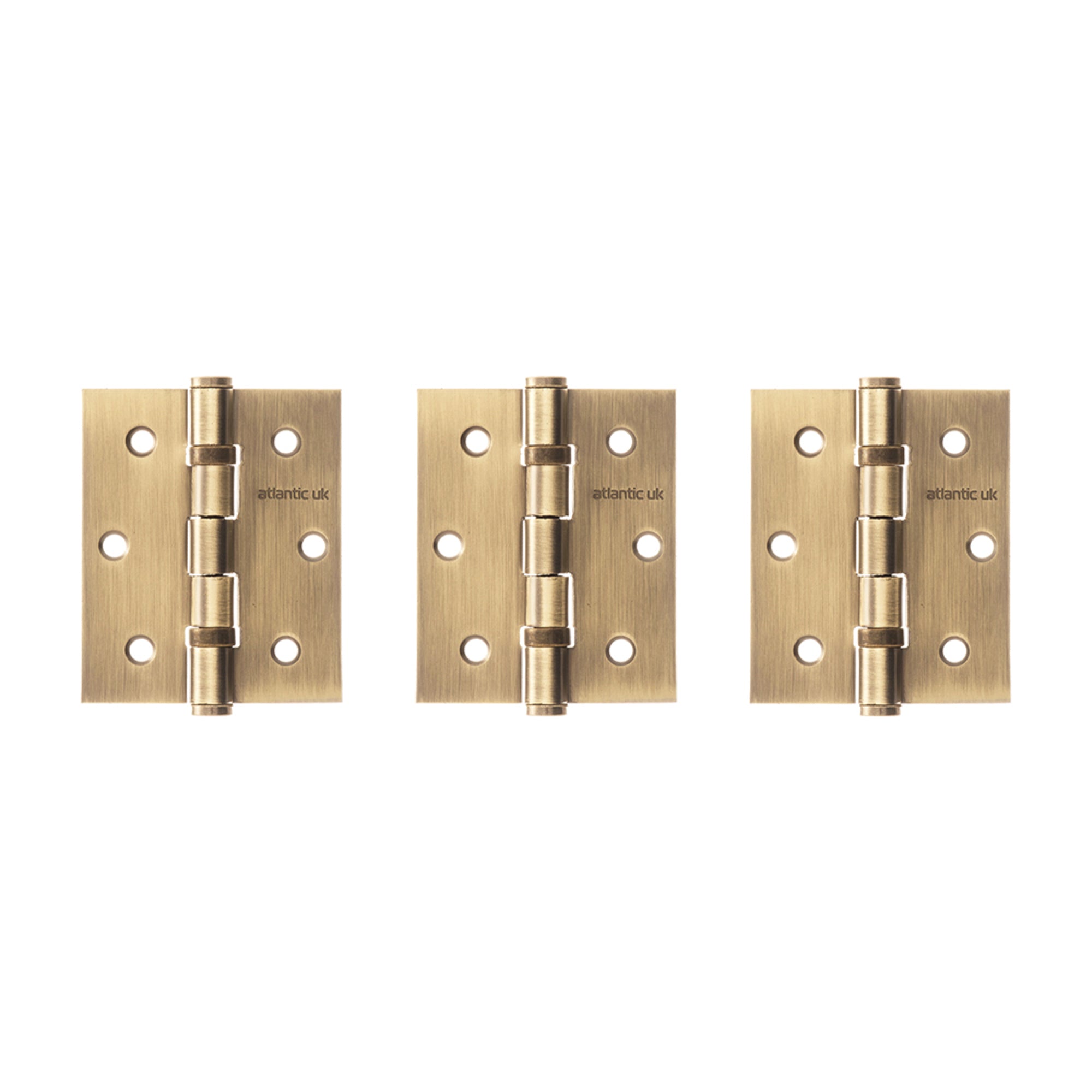 Atlantic Ball Bearing Hinges 3" x 2.5" x 2.5mm set of 3 - Matt Antique Brass