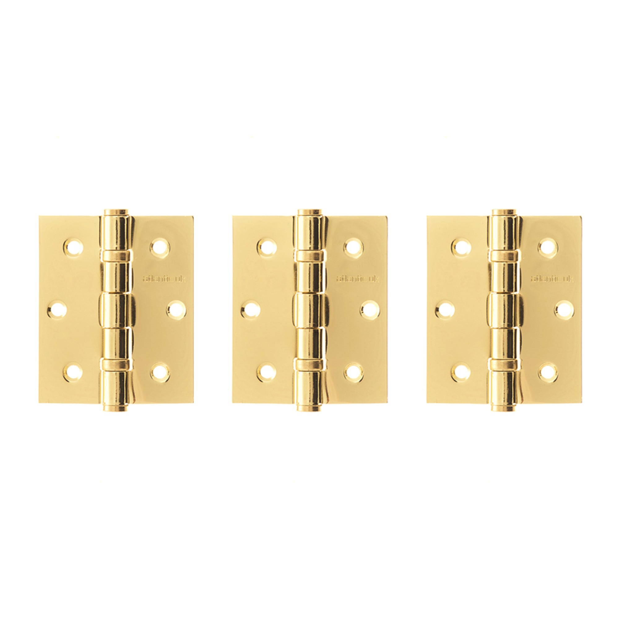 Atlantic Ball Bearing Hinges 3" x 2.5" x 2.5mm set of 3 - Polished Brass