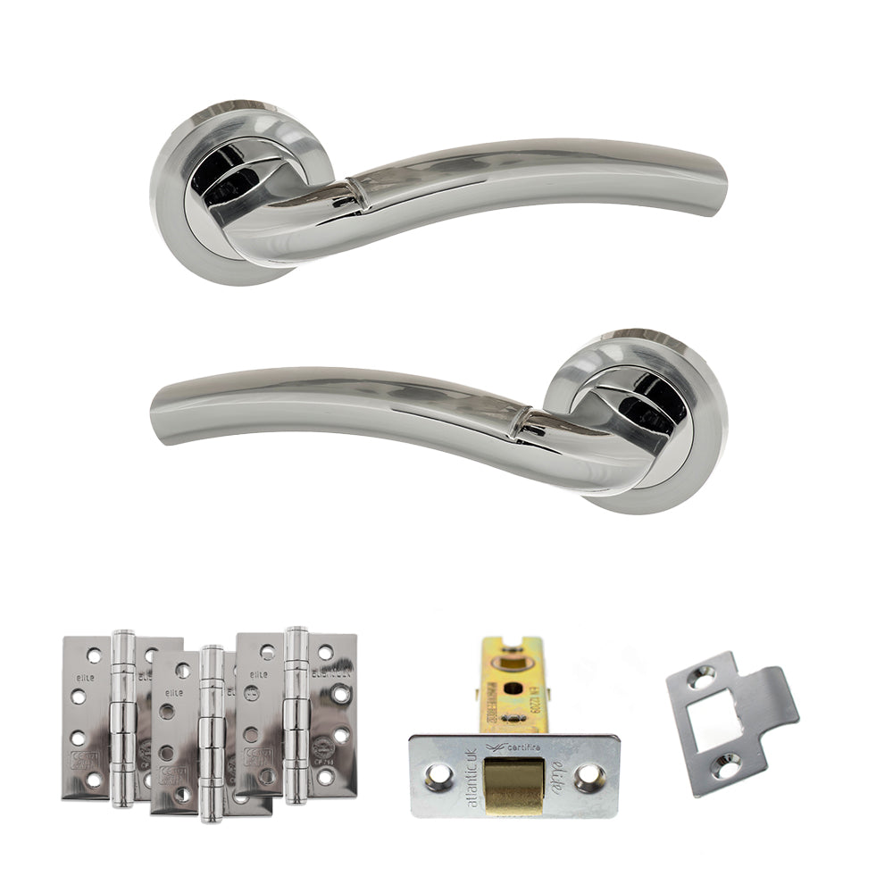 Eco Crest Door Handle Pack in Polished Chrome