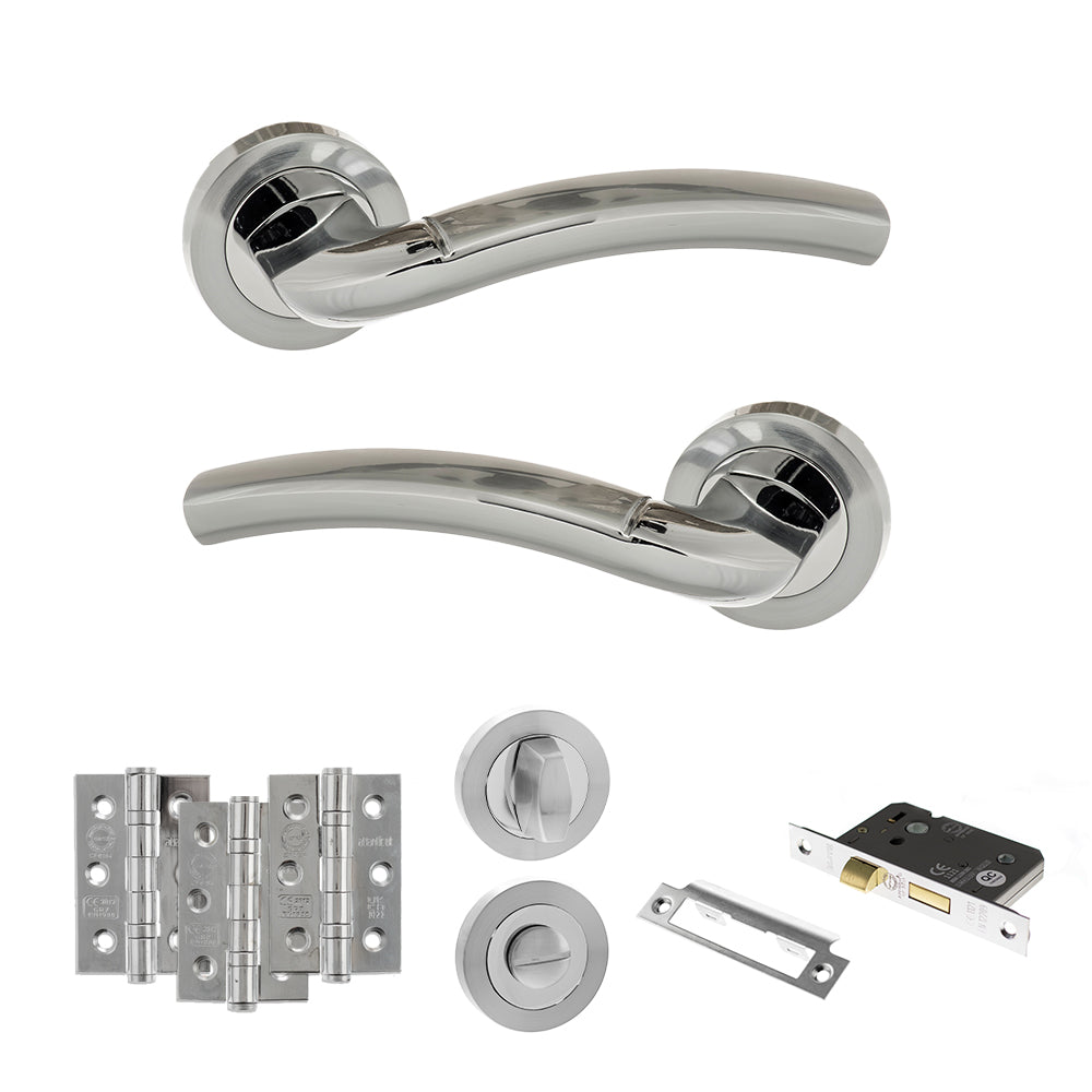Eco Crest Door Handle Pack in Polished Chrome