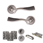 Old English Richmond Door Handle Pack in Distressed Silver