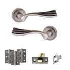Old English Richmond Door Handle Pack in Distressed Silver