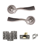 Old English Richmond Door Handle Pack in Distressed Silver
