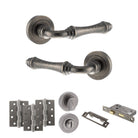 Old English Durham Door Handle Pack in Distressed Silver
