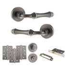 Old English Durham Door Handle Pack in Matt Gun Metal