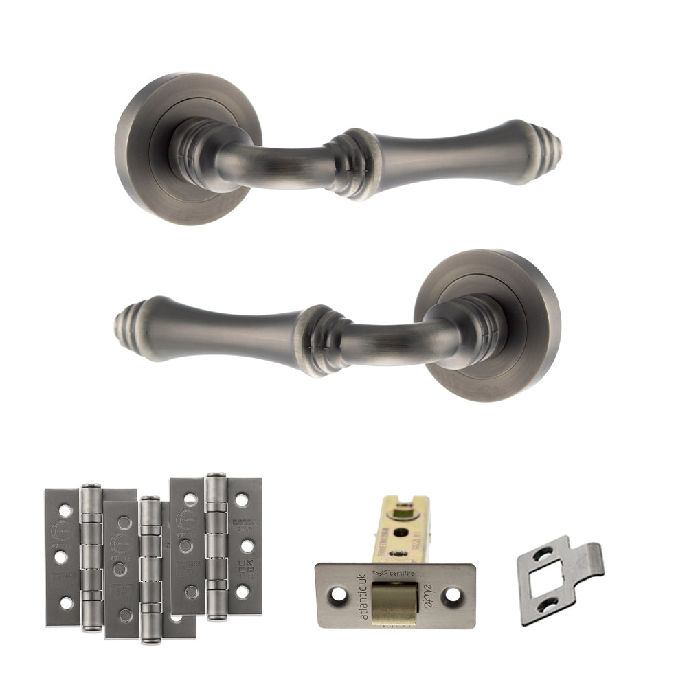 Old English Durham Door Handle Pack in Matt Gun Metal