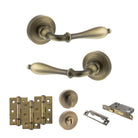 Old English Wrexham Door Handle Pack in Matt Antique Brass