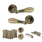 Old English Cambridge Door Handle Pack in Matt Antique Brass
