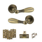 Old English Cambridge Door Handle Pack in Matt Antique Brass
