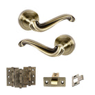 Old English Colchester Door Handle Pack in Antique Brass